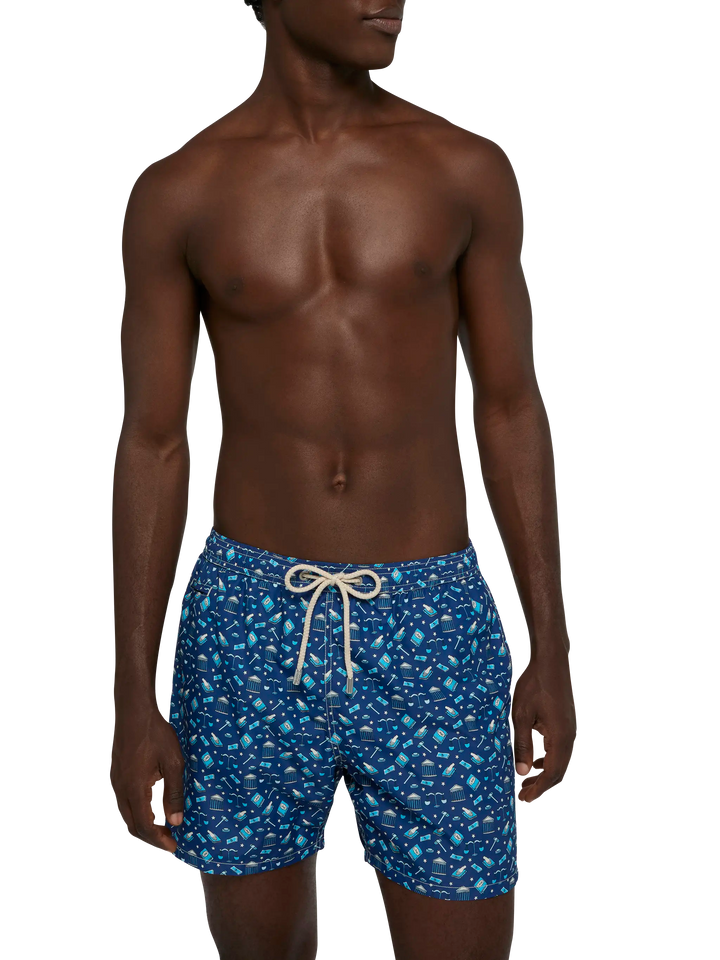 Lightweight fabric swim shorts Lighting with lawyer mood print - MC2 Saint Barth