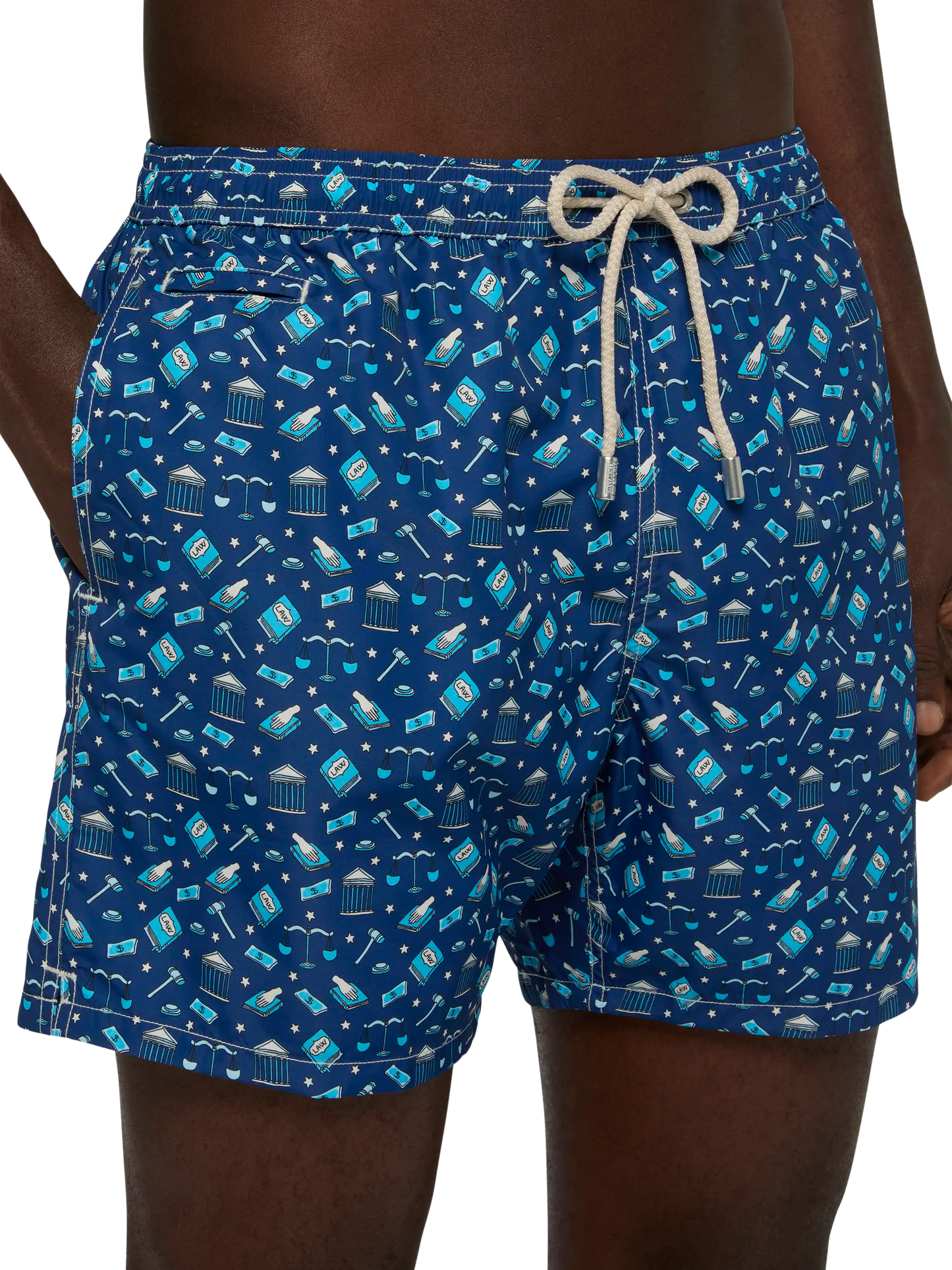 Lightweight fabric swim shorts Lighting with lawyer mood print