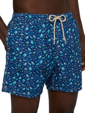 Lightweight fabric swim shorts Lighting with lawyer mood print