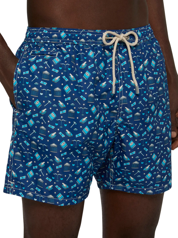 Lightweight fabric swim shorts Lighting with lawyer mood print - MC2 Saint Barth