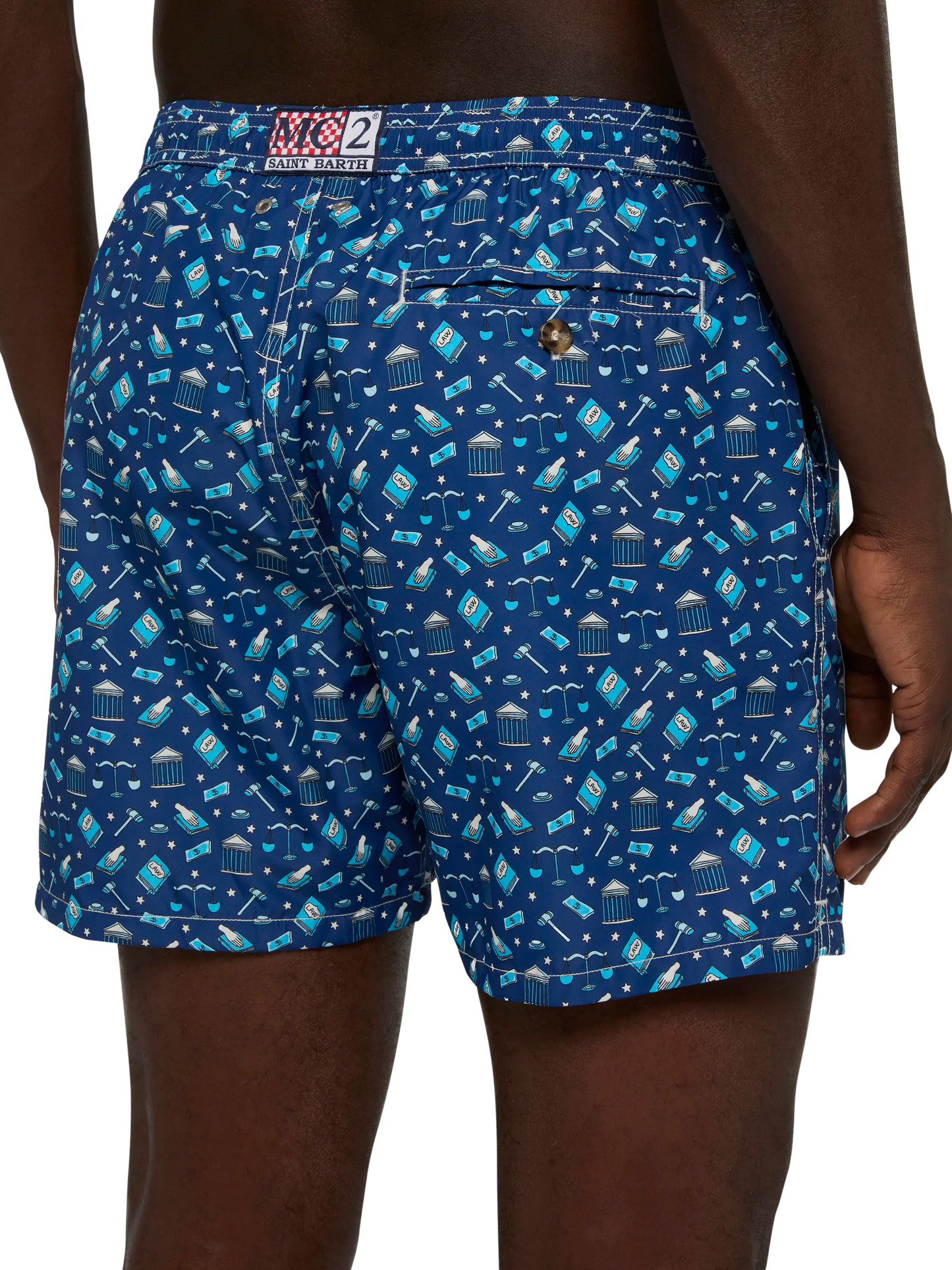 Lightweight fabric swim shorts Lighting with lawyer mood print