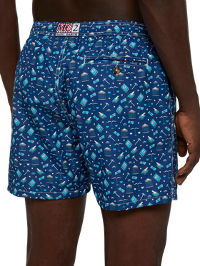 Lightweight fabric swim shorts Lighting with lawyer mood print