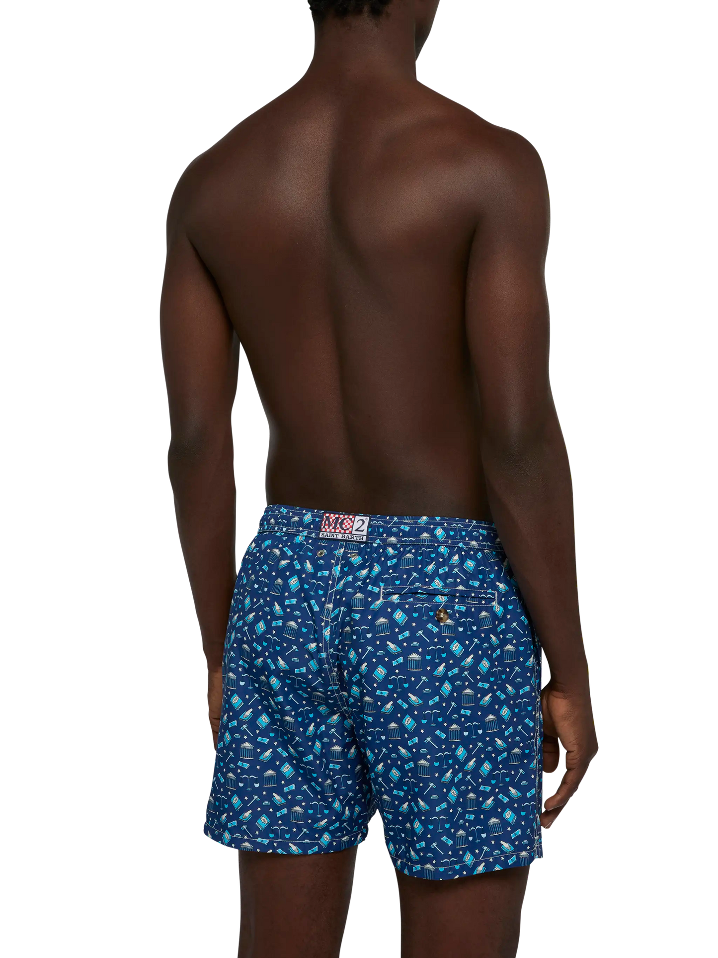 Lightweight fabric swim shorts Lighting with lawyer mood print