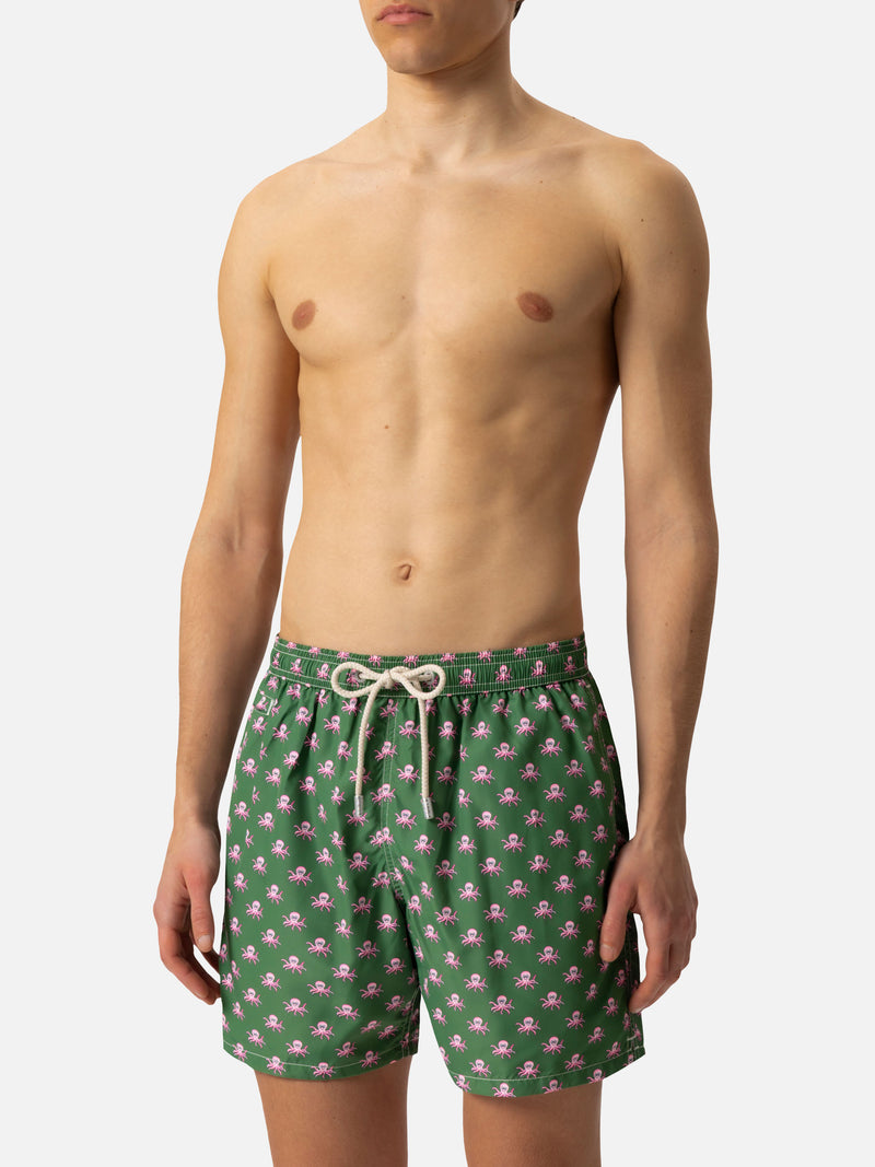 Lightweight fabric swim shorts Lighting with octopus print