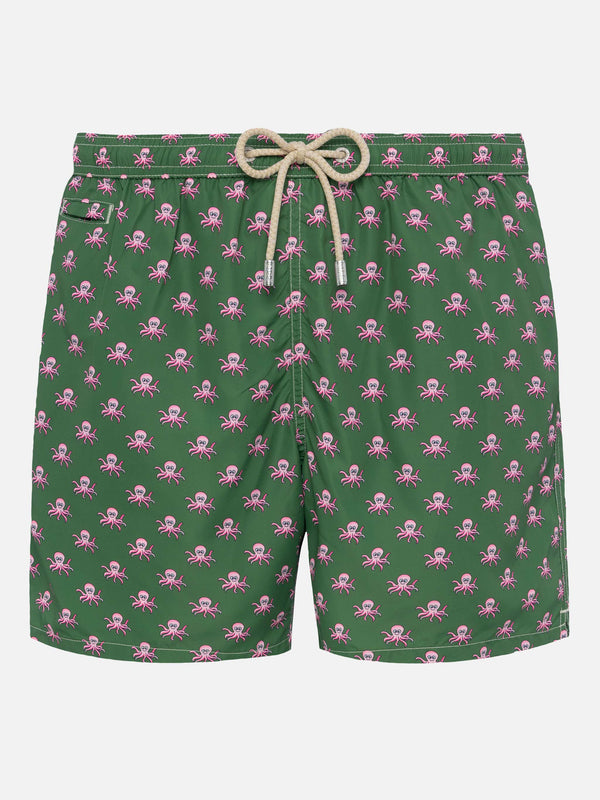 Lightweight fabric swim shorts Lighting with octopus print