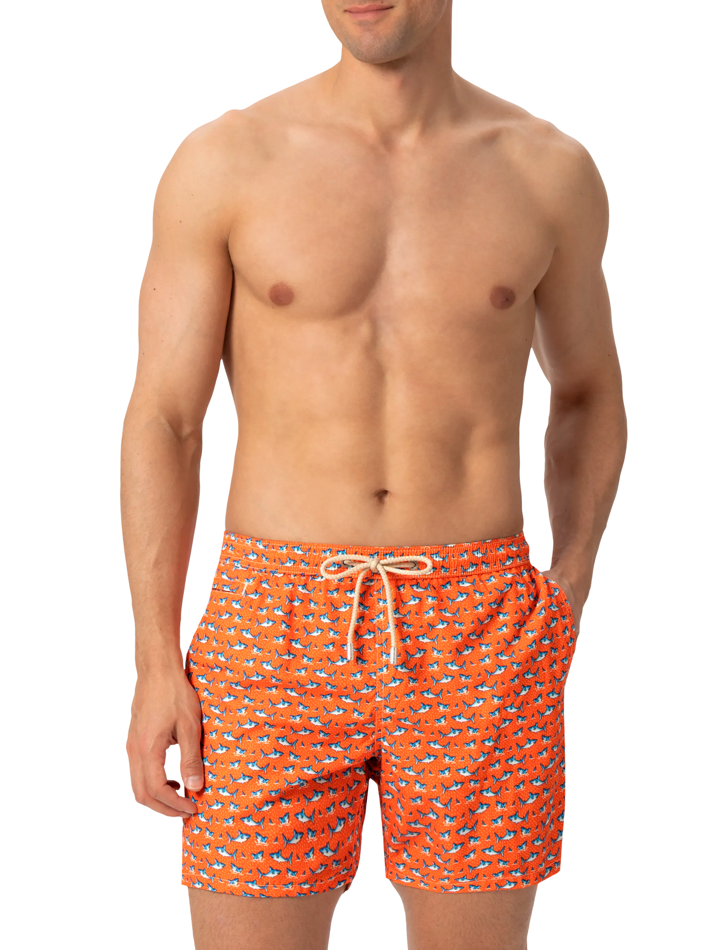 Badeshorts aus leichtem Stoff „Lighting“ mit Mikro-Hai-Print