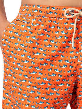 Badeshorts aus leichtem Stoff „Lighting“ mit Mikro-Hai-Print