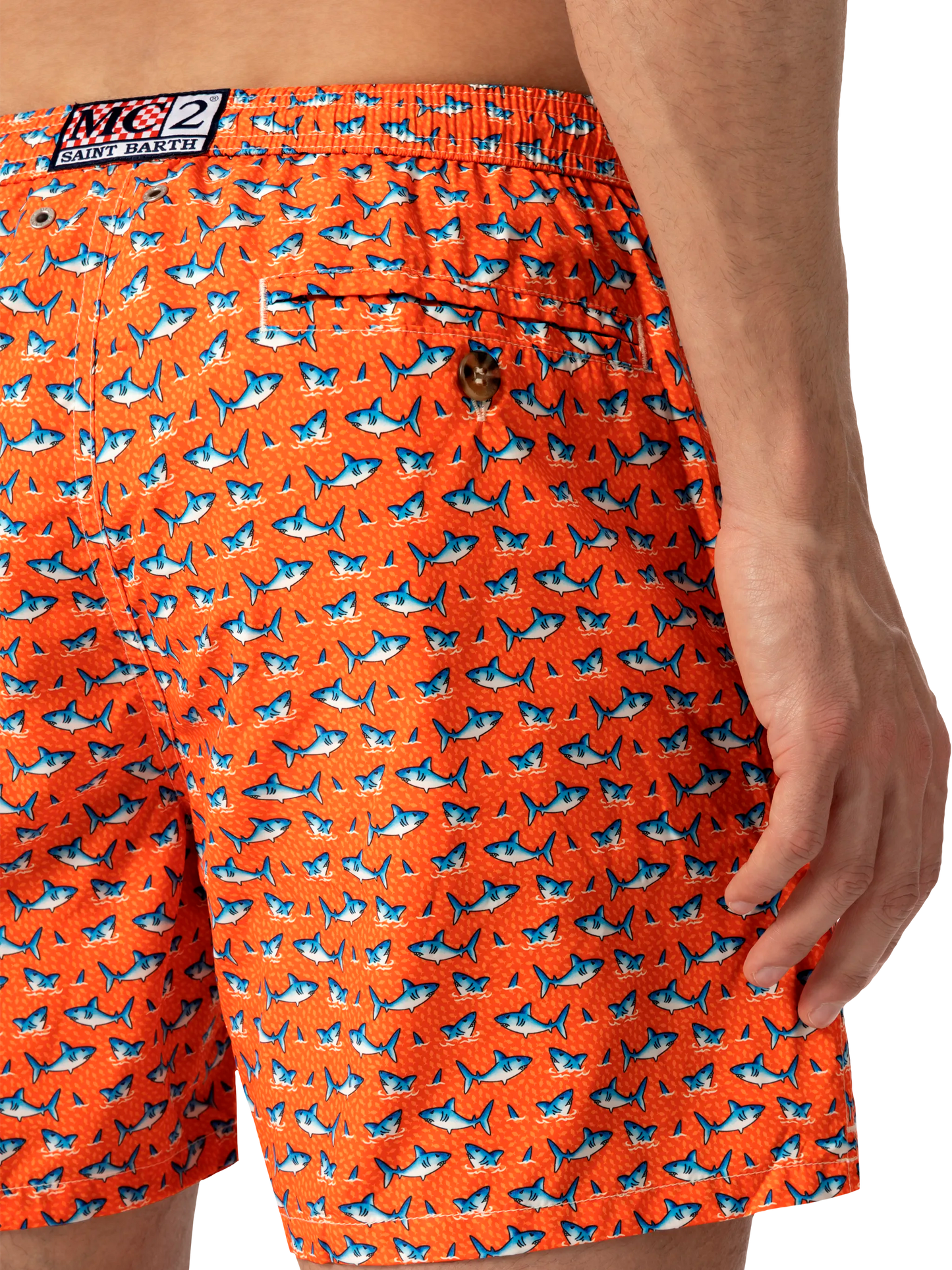Badeshorts aus leichtem Stoff „Lighting“ mit Mikro-Hai-Print