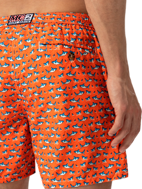 Badeshorts aus leichtem Stoff „Lighting“ mit Mikro-Hai-Print