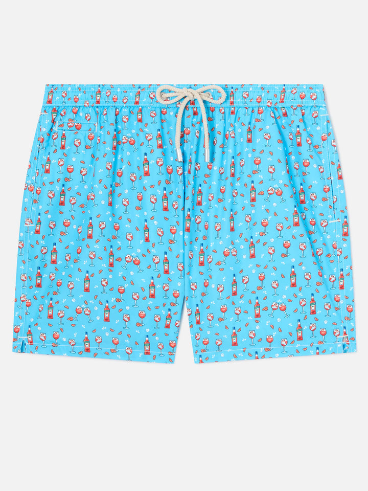 Badeshorts aus leichtem Stoff „Lighting“ mit Aperol-Spritz-Print | APEROL SPECIAL EDITION