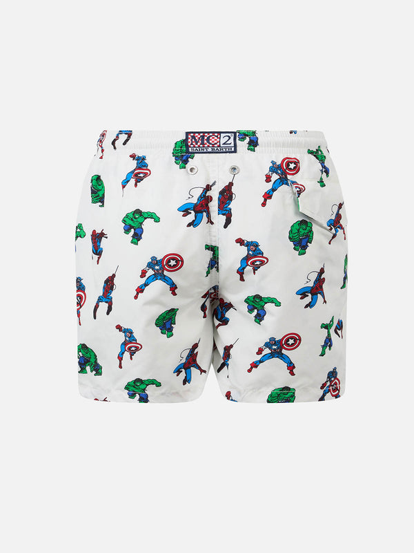 Boy lightweight fabric swim-shorts Jean Lighting with Marvel superheroes print | MARVEL SPECIAL EDITION