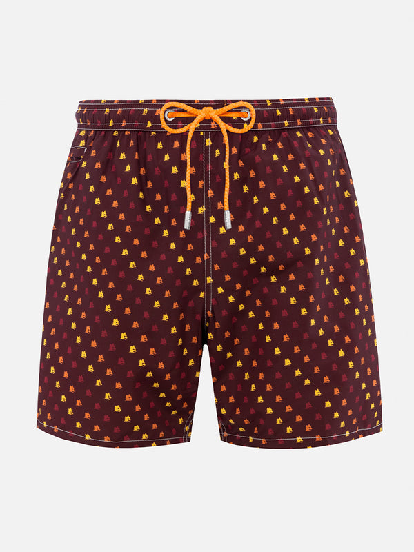 Man lightweight fabric swim-shorts Lighting Micro Fantasy with Roma print | AS ROMA SPECIAL EDITION