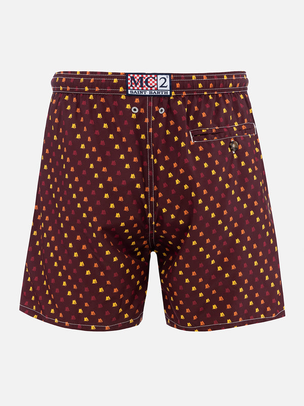 Man lightweight fabric swim-shorts Lighting Micro Fantasy with Roma print | AS ROMA SPECIAL EDITION