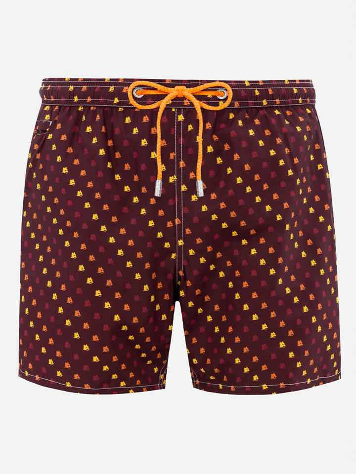 Man lightweight fabric swim-shorts Lighting Micro Fantasy with Roma print | AS ROMA SPECIAL EDITION