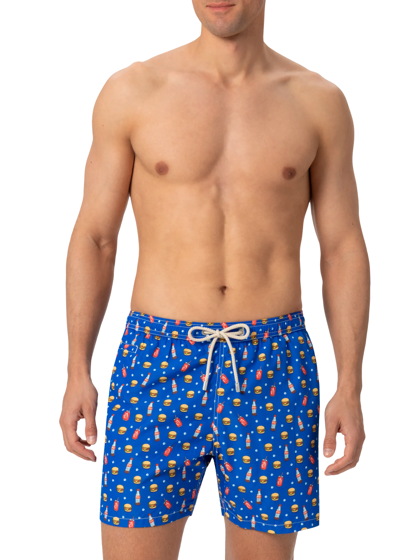 Badeshorts aus leichtem Stoff „Lighting“ mit Fast-Food-Print