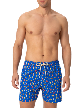 Badeshorts aus leichtem Stoff „Lighting“ mit Fast-Food-Print