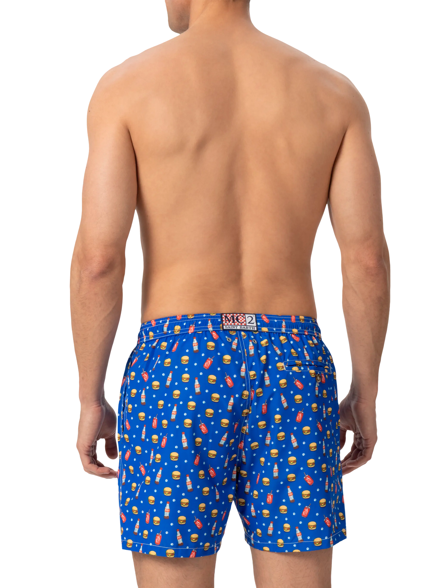 Badeshorts aus leichtem Stoff „Lighting“ mit Fast-Food-Print