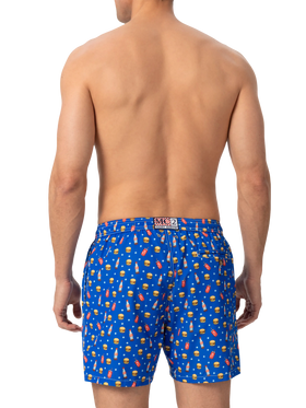Badeshorts aus leichtem Stoff „Lighting“ mit Fast-Food-Print