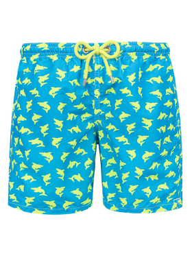 Herren-Badeshorts aus leichtem Stoff mit Hai