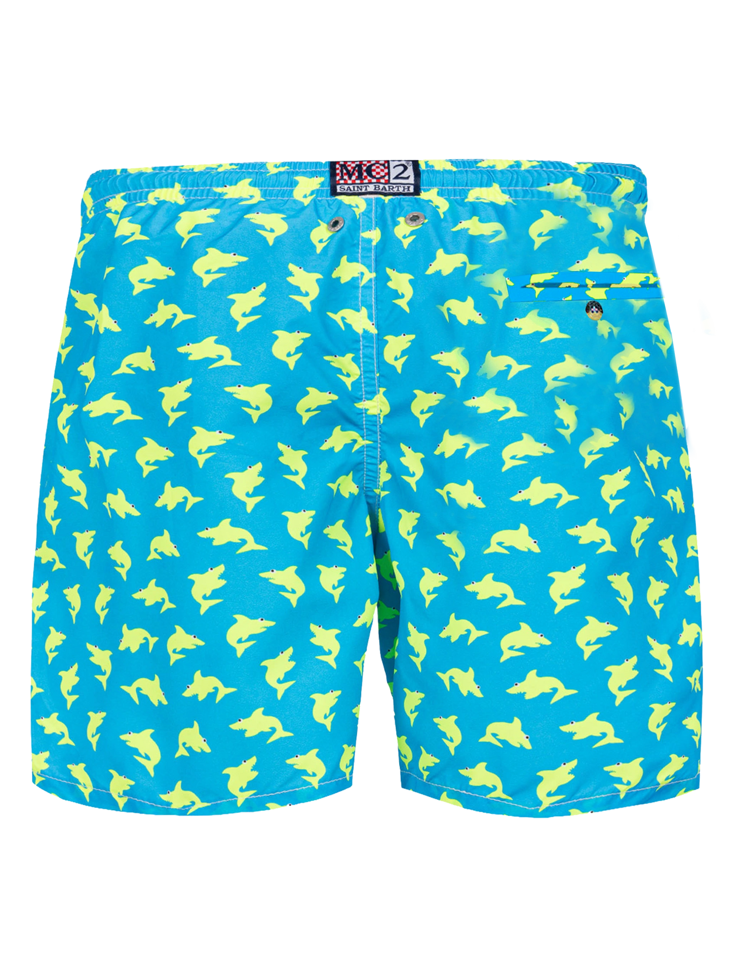 Herren-Badeshorts aus leichtem Stoff mit Hai
