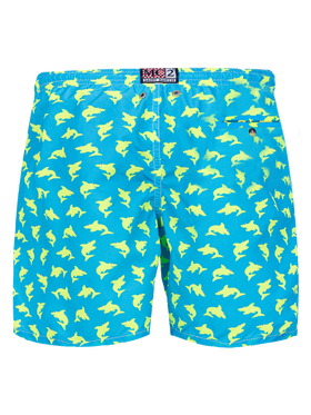 Herren-Badeshorts aus leichtem Stoff mit Hai
