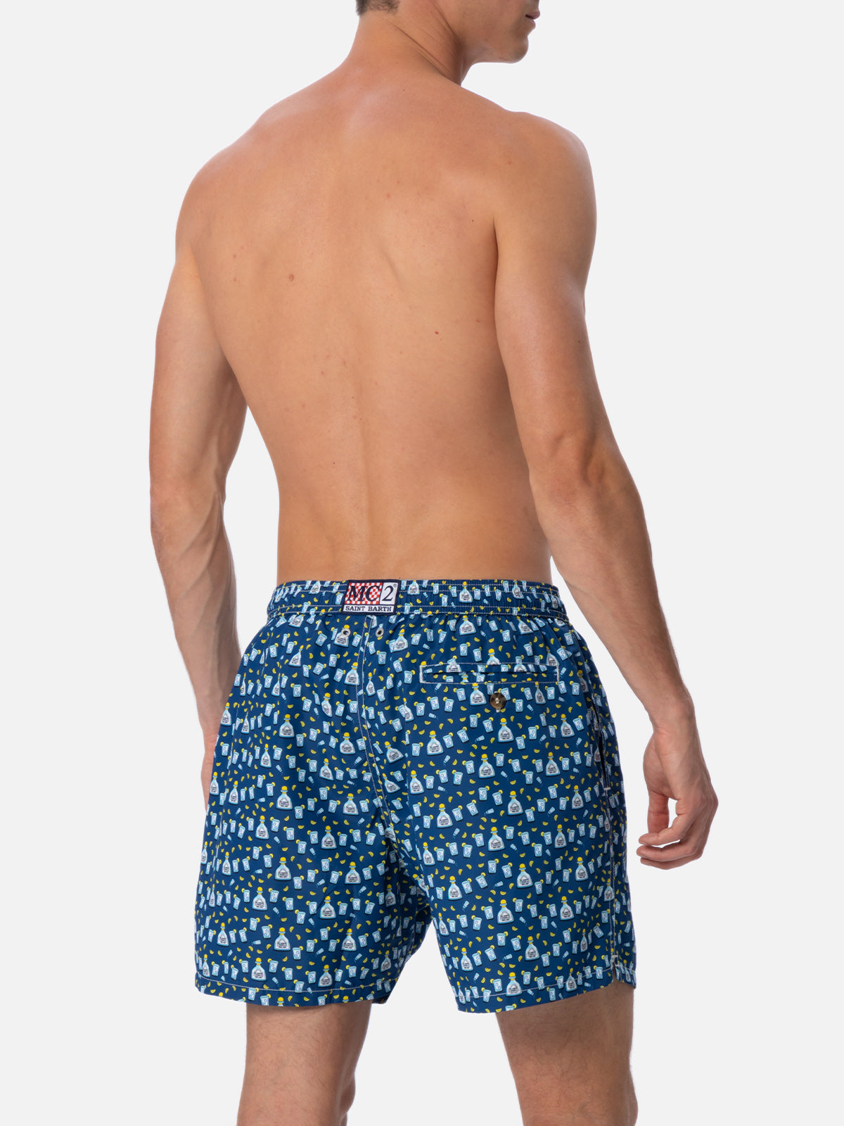 Man lightweight fabric swim-shorts Lighting Micro Fantasy with Tequila print