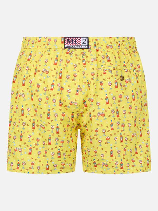 Man lightweight fabric swim-shorts Lighting Micro Fantasy with Aperol Spritz print | APEROL SPECIAL EDITION