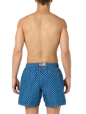 Man lightweight fabric swim-shorts Lighting Micro Fantasy with tie print