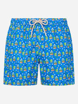 Man lightweight fabric swim-shorts Lighting Micro Fantasy with Paloma Portofino Gin print | PORTOFINO DRY GIN SPECIAL EDITION