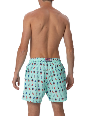 Herren-Badeshorts aus leichtem Stoff Lighting Micro Fantasy mit Uhren- und Getränkeaufdruck