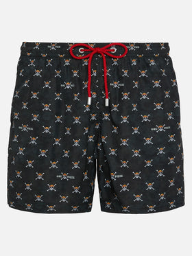 Badeshorts aus leichtem Stoff „Lighting“ mit One Piece-Totenkopf-Print | ONE PIECE® SPECIAL EDITION