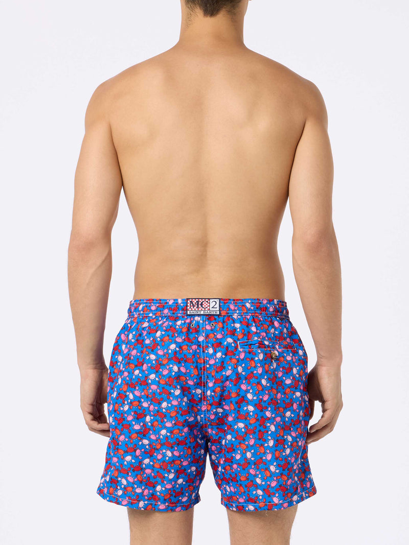 Man lightweight fabric swim-shorts Lighting Micro Fantasy with crabs print