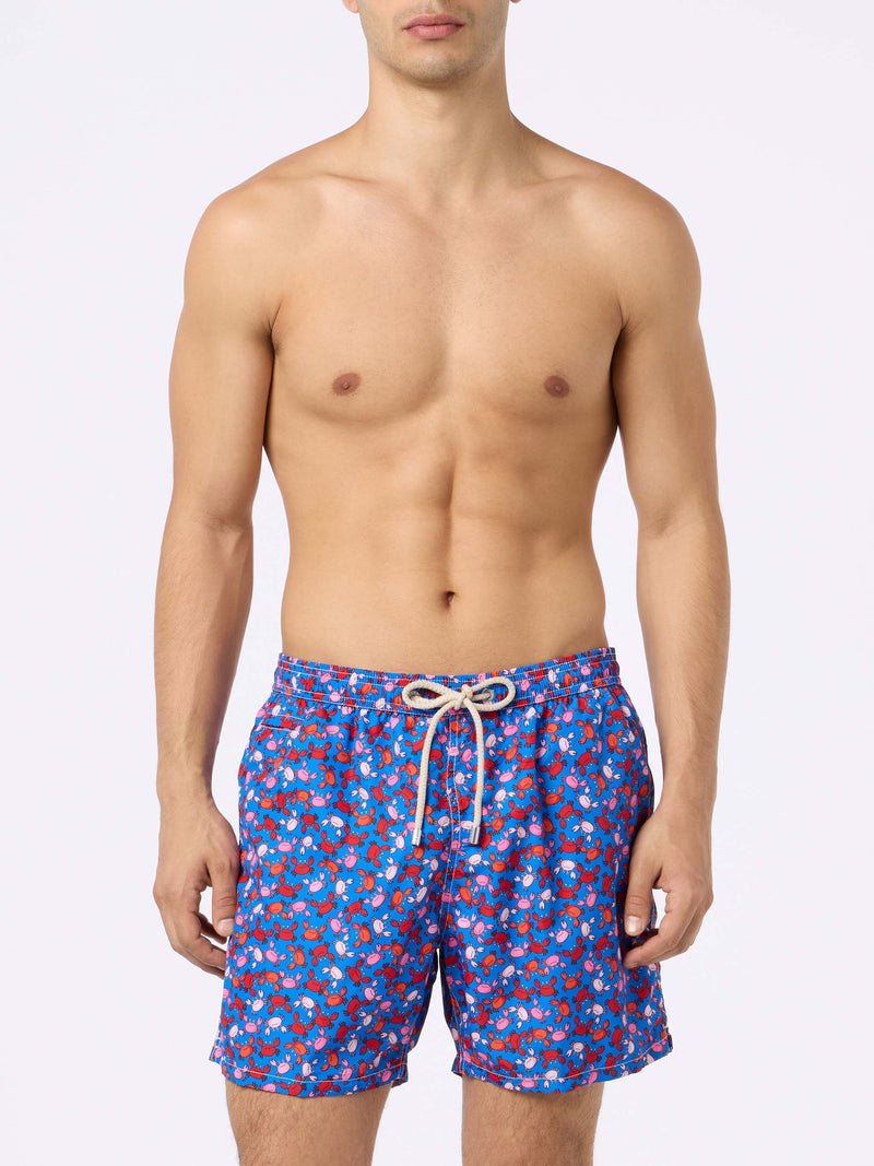 Man lightweight fabric swim-shorts Lighting Micro Fantasy with crabs print