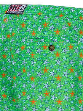 Herren-Badeshorts aus leichtem Stoff mit mehrfarbigem Seestern-Print