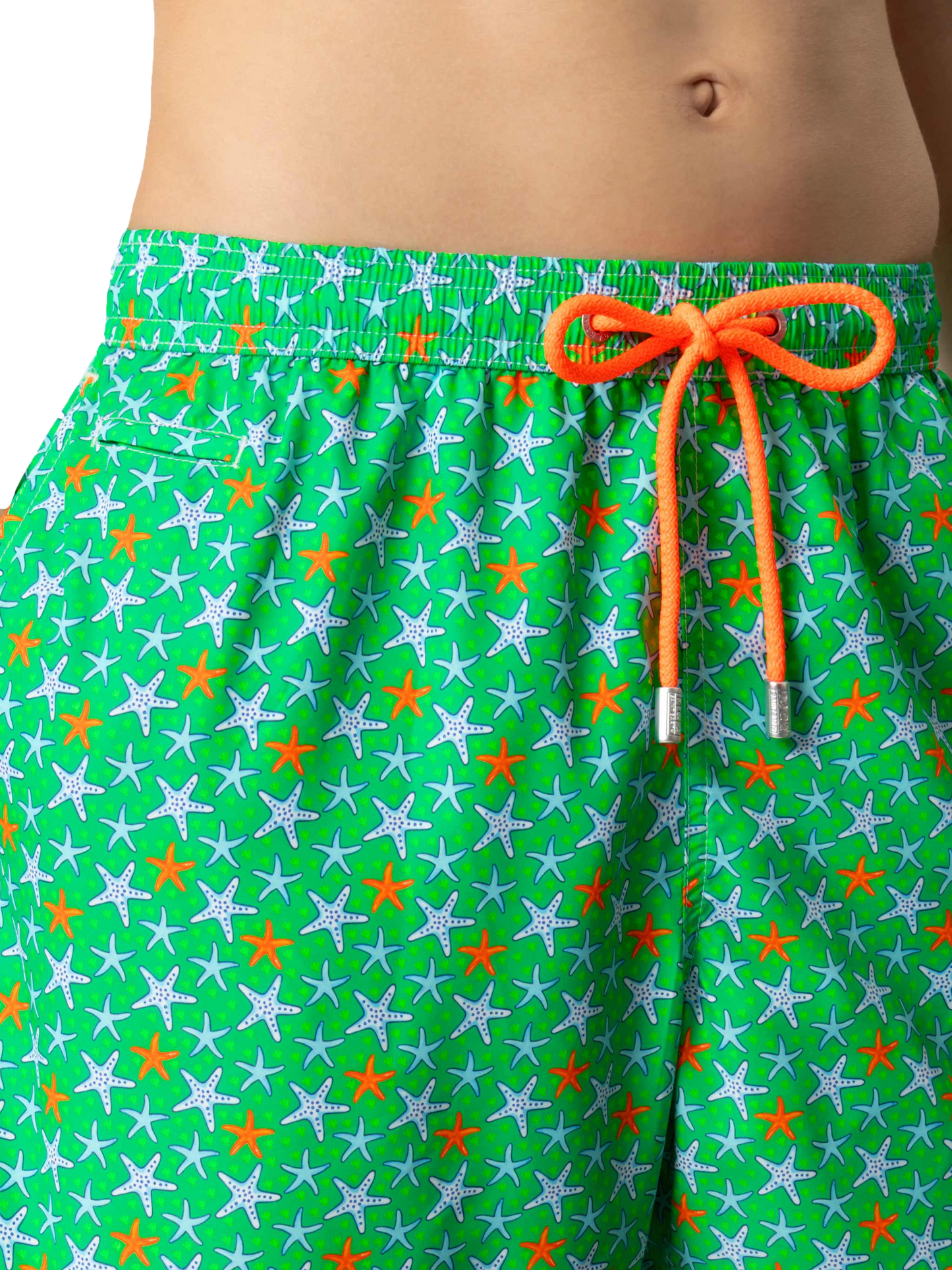 Herren-Badeshorts aus leichtem Stoff mit mehrfarbigem Seestern-Print