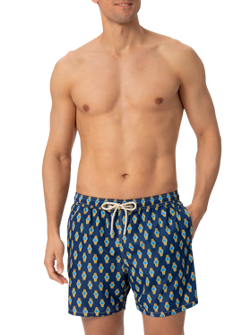 Lightweight fabric swim shorts Lighting with watch print