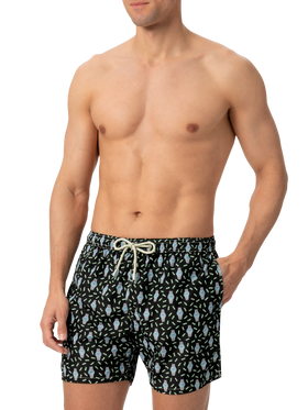Badeshorts aus leichtem Stoff „Lighting“ mit Uhren-Print