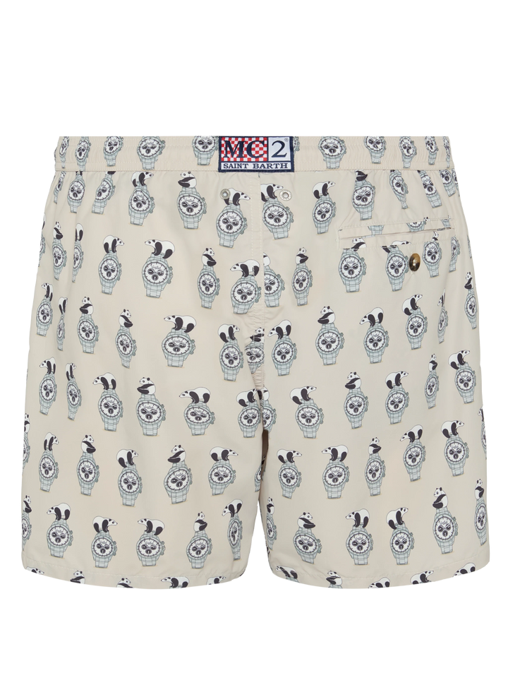 Lightweight fabric swim shorts Lighting with watch print - MC2 Saint Barth