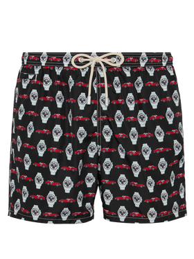Lightweight fabric swim shorts Lighting with watch print - MC2 Saint Barth