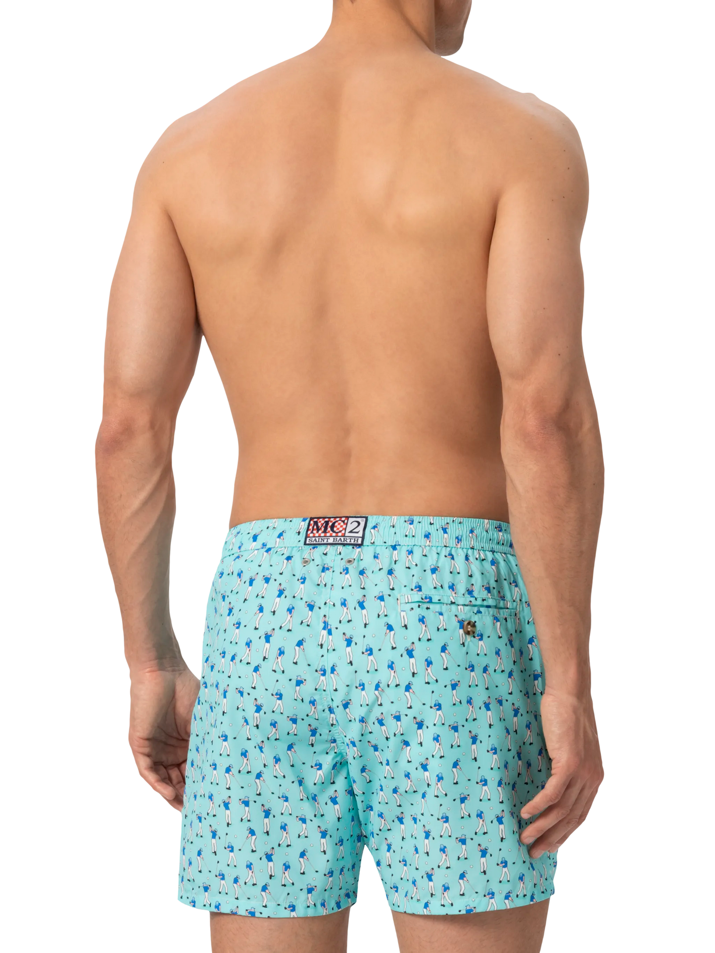 Badeshorts aus leichtem Stoff „Lighting“ mit Golfspieler-Print