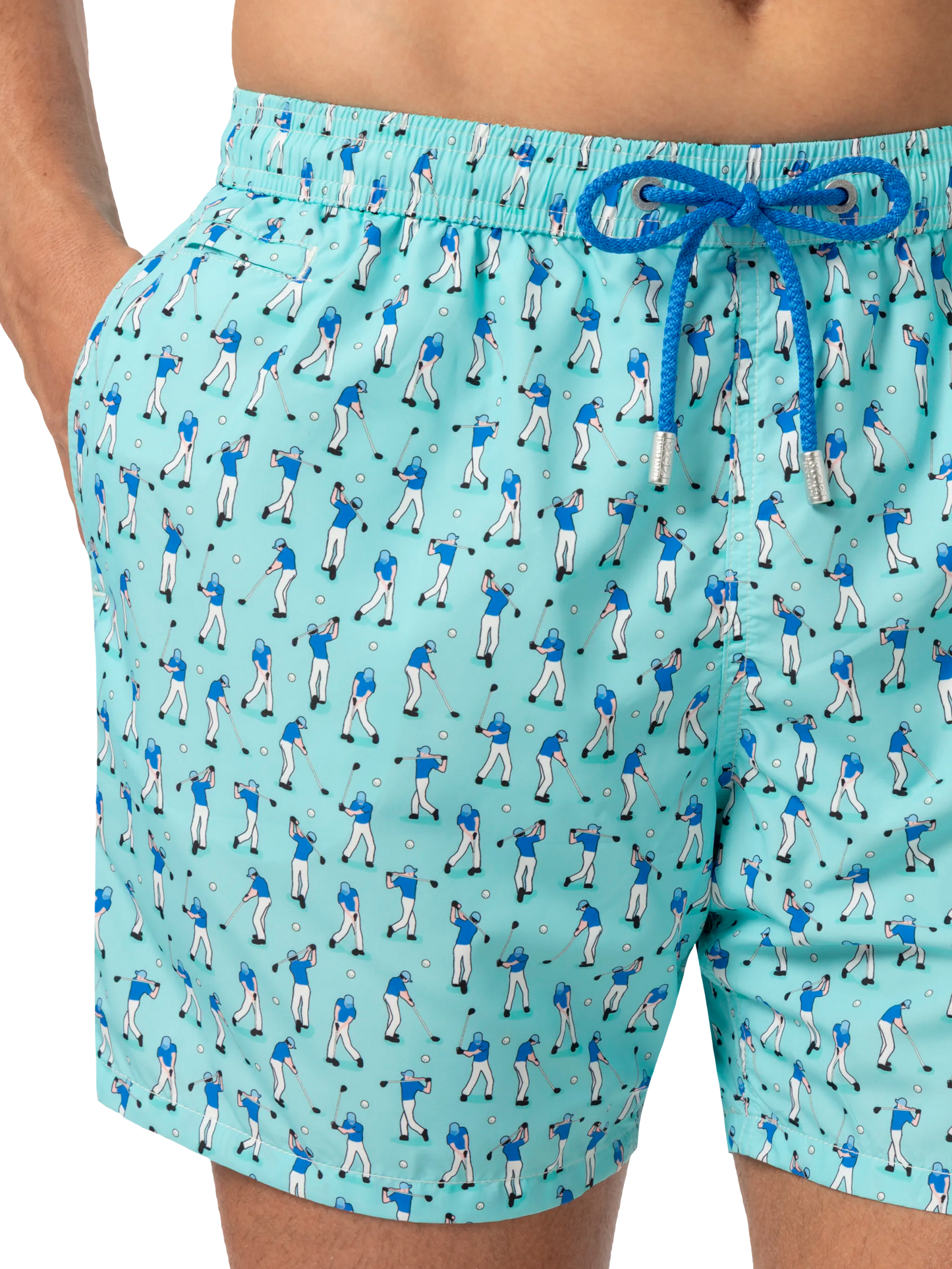 Badeshorts aus leichtem Stoff „Lighting“ mit Golfspieler-Print