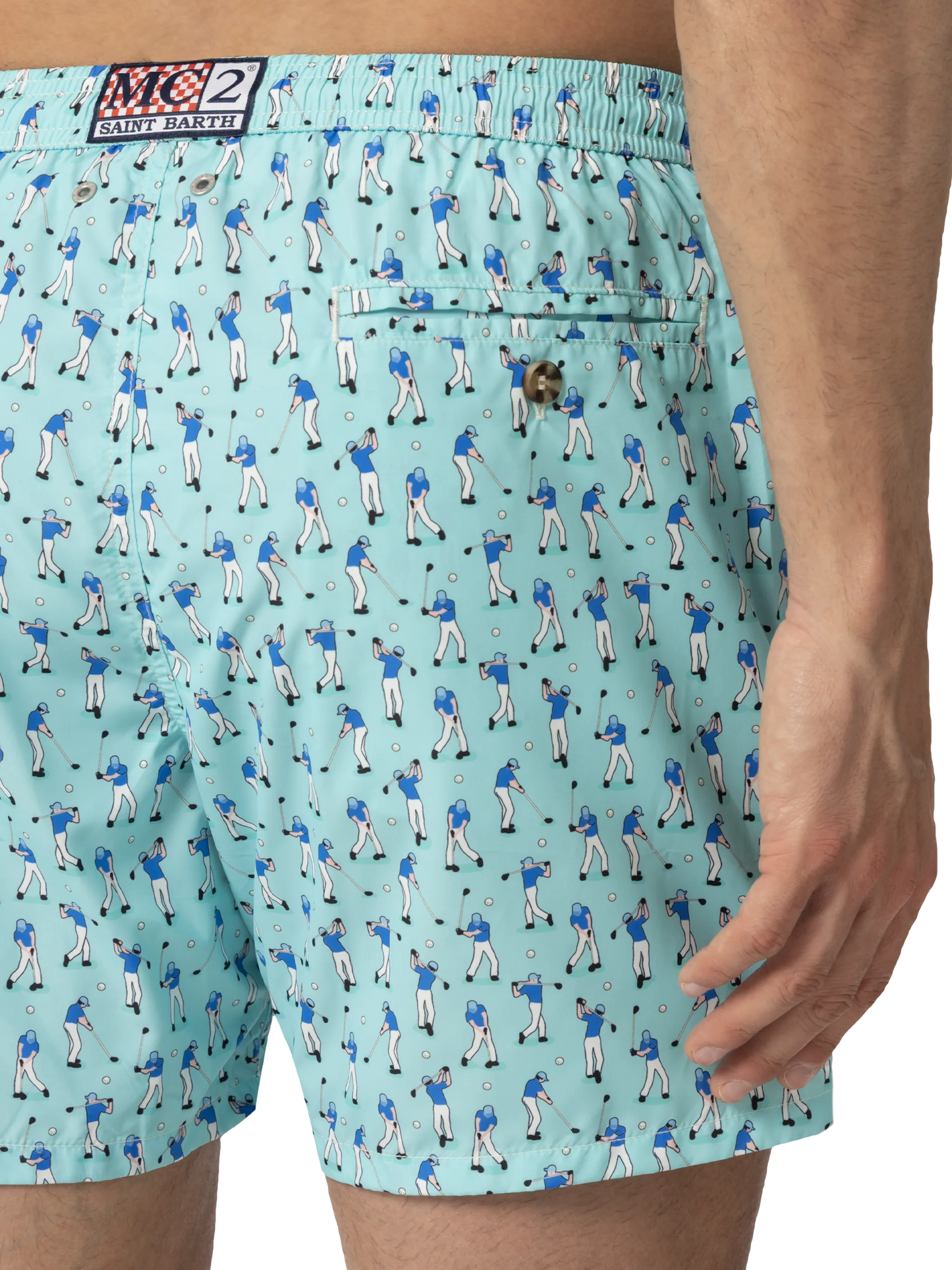 Badeshorts aus leichtem Stoff „Lighting“ mit Golfspieler-Print