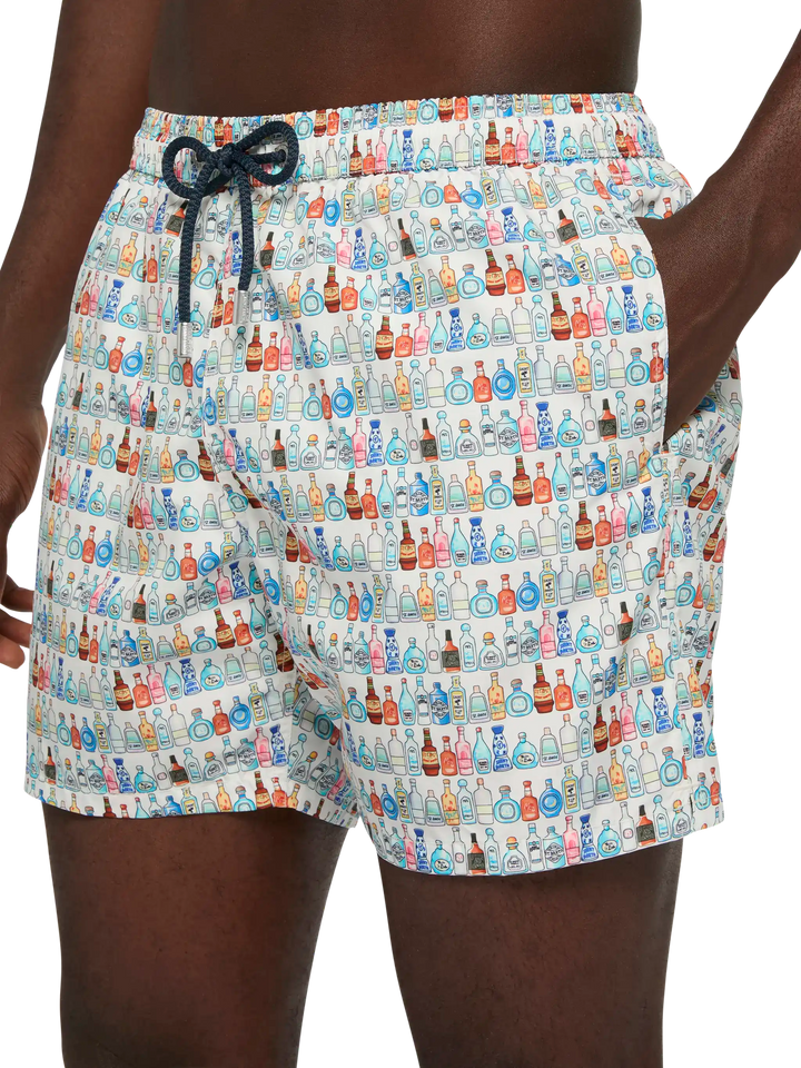 Lightweight fabric swim shorts Lighting with bottles print - MC2 Saint Barth
