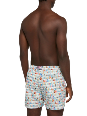 Lightweight fabric swim shorts Lighting with bottles print