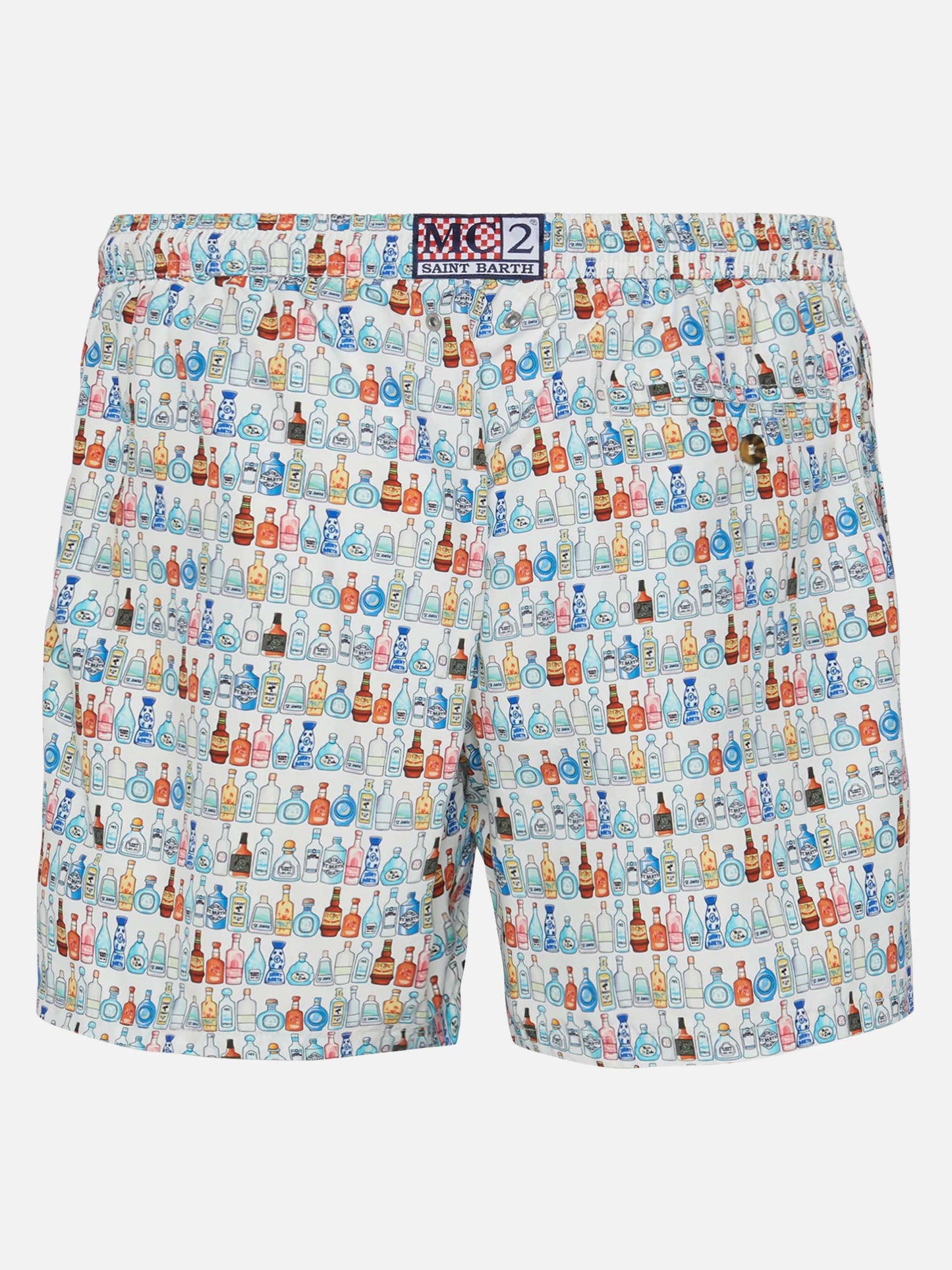 Badeshorts aus leichtem Stoff „Lighting with Bottles“-Print
