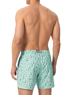 Badeshorts aus leichtem Stoff „Lighting“ mit Austern- und Flaschendruck