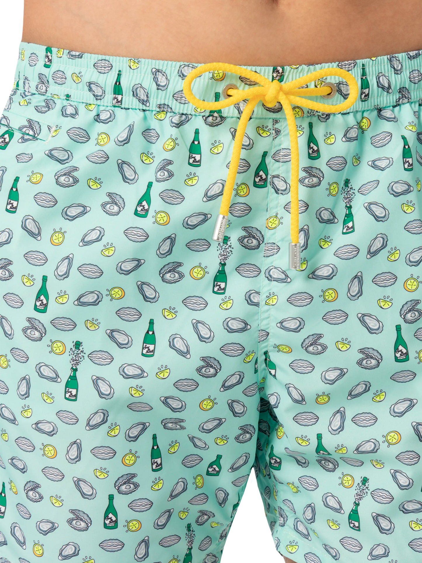 Badeshorts aus leichtem Stoff „Lighting“ mit Austern- und Flaschendruck