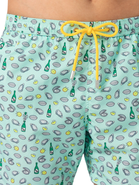Badeshorts aus leichtem Stoff „Lighting“ mit Austern- und Flaschendruck