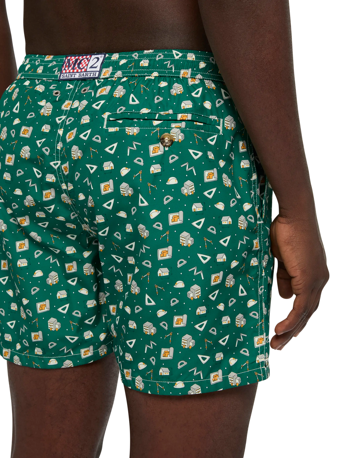 Lightweight fabric swim shorts Lighting with architect mood print