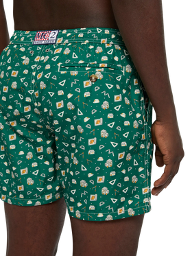 Lightweight fabric swim shorts Lighting with architect mood print